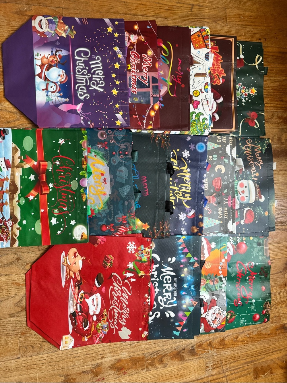 Christmas Kids Gift Bags Set - Colorful Holiday Designs